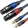 Dual Female XLR to Dual RCA Cable, Heavy Duty 2-XLR Female to 2 RCA/Phone Plug Male HiFi Stereo Audio Connection Microphone Cable Interconnect Lead Wire - 10 Feet /3 Meters