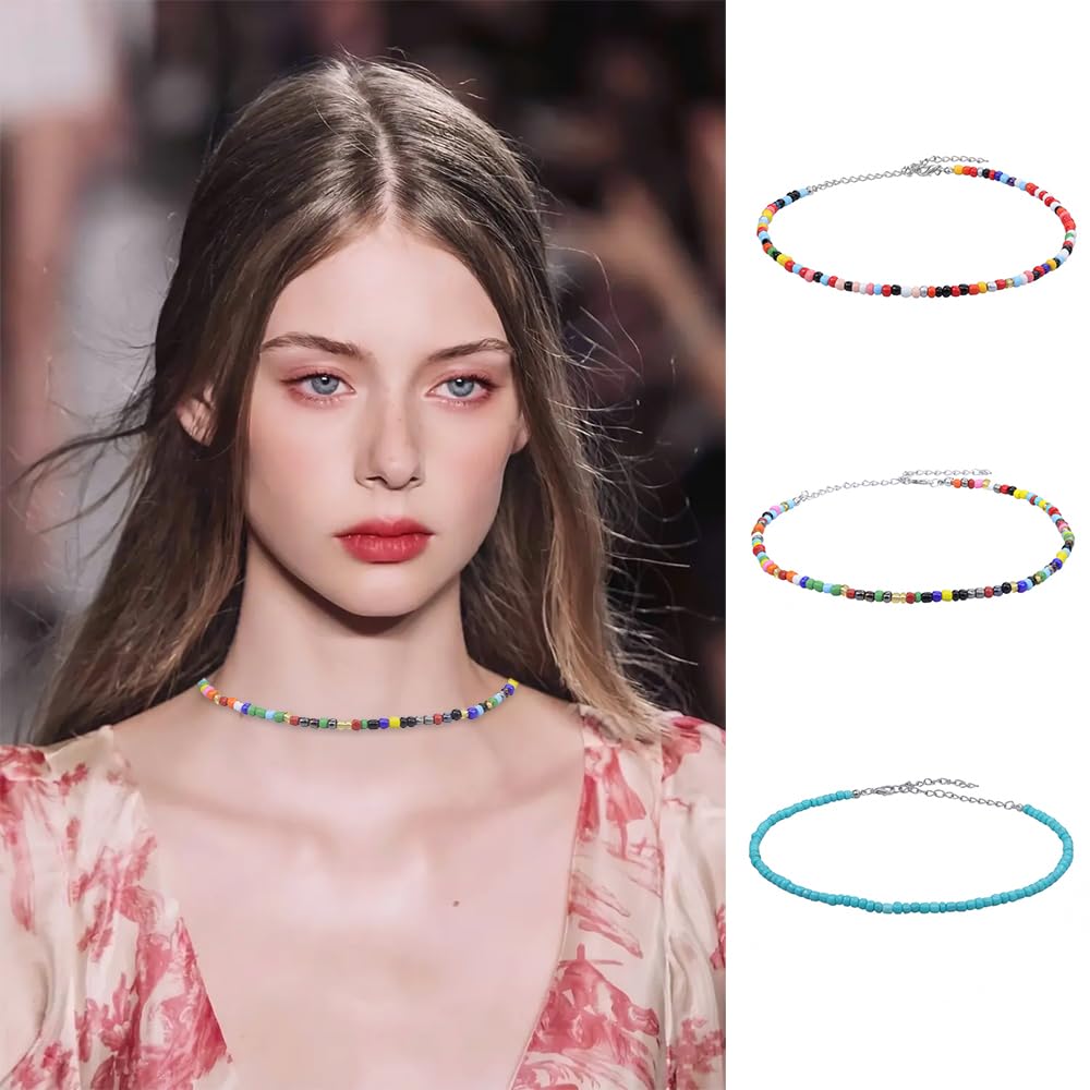 6 Pezzi Collane di Perline Colorate Boho Beach Collane di Perline Bracciali per Gioielli da Donna per Donne, Ragazze, Vacanza