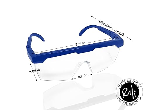 Vista 2 de Elite Medical Instruments EMI EEW-411 - Gafas de seguridad ajustables, antivaho y antiarañazos, protección UV400, marco completo con patillas 411