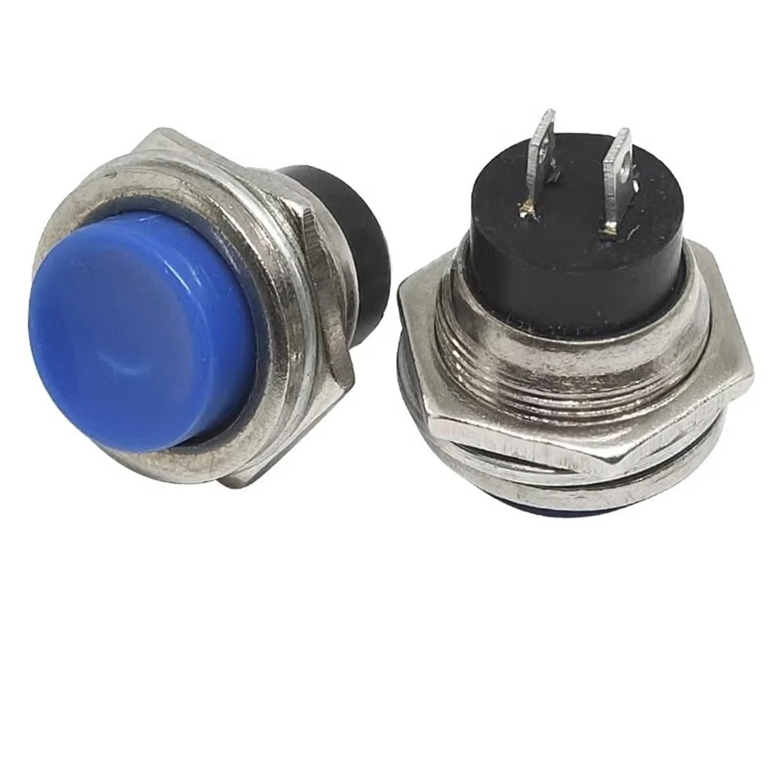 Pulsador Momentáneo‌ Botonera Elevalunas 5/20 interruptores pulsadores momentáneos de 16 mm, redondos, de 2 pines, DS-212, eléctricos.(Blue,100pcs)