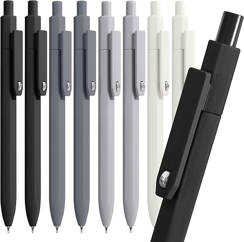 Vitoler Bolígrafos de punta fina de 0.020 in, escritura suave, 8 bolígrafos de gel negro para suministros de profesores de oficina, escuela,