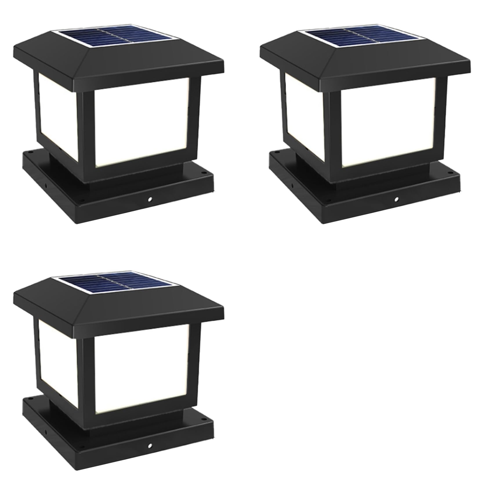 Vjsujehgy 3X Timed LED Solar Pillar Light Waterproof Solar Lights Outdoor Remote Control Garden Sunlight