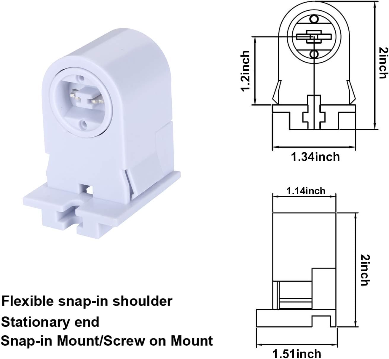 R17D/HO Tombstone Base Holder Socket Connector T8/T10/T12 8ft LED Light Replacement Fluorescent Plunger Lampholder Adaptor 5 Pairs