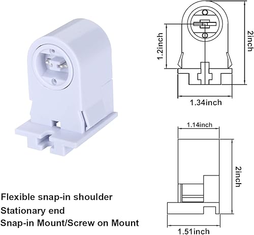 Miniatura 4 de R17DHO Tombstone Base Holder Socket Connector T8T10T12 8ft LED Reemplazo de Luz LED Fluorescente Émbolo Adaptador Portalámparas 5 Pares