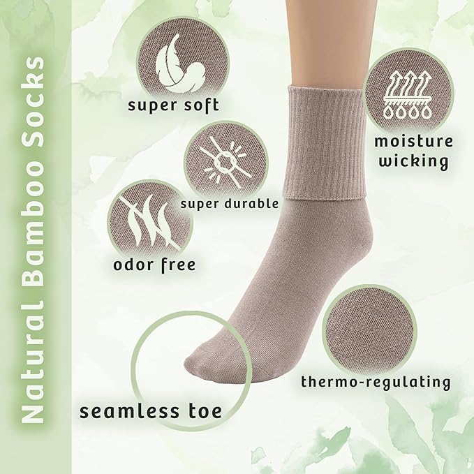 Image of Silky Toes Womens Soft Rayon from Bamboo Socks | 3-6 Pairs Breathable Seamless Toe Crew Socks | Casual Dress Womans Socks