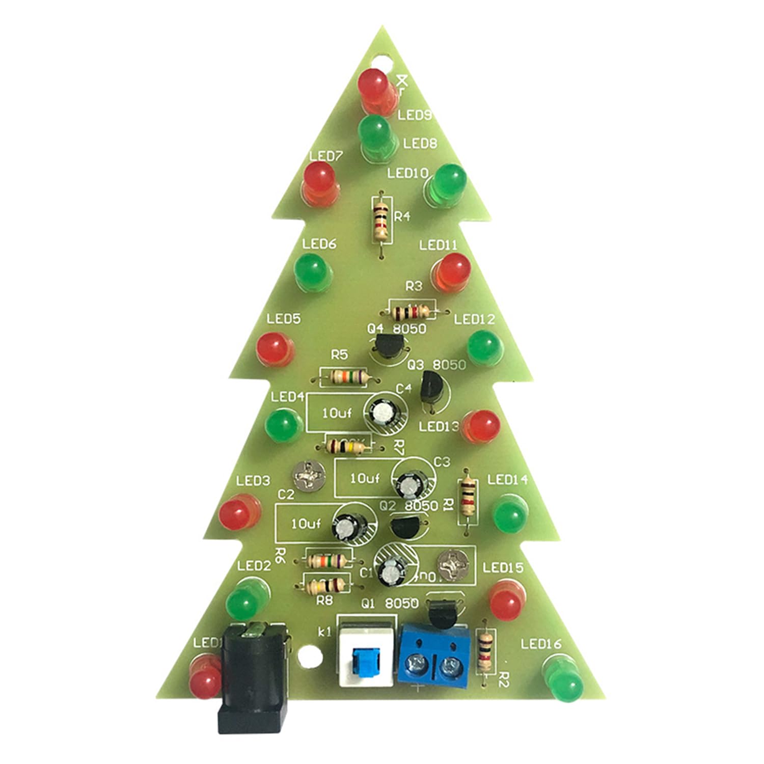 ONEHPDIY Christmas Tree LED Flowing Flashlight Kit Circuit Teaching Training Welding Exercise Board Electronic DIY Manufacturing Parts