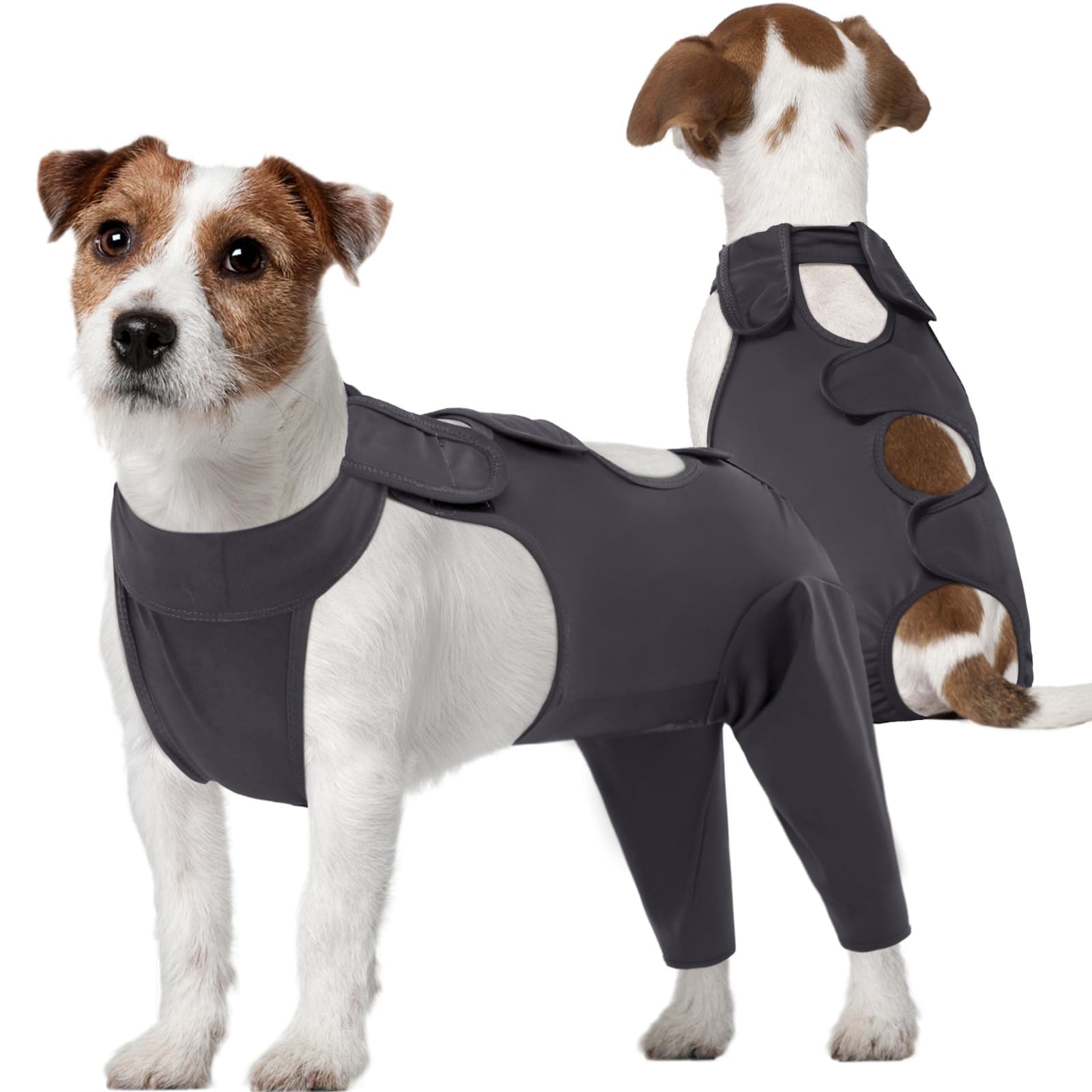 Kuoser Dog Surgery Recovery Suit - Thigh Wound Protective Sleeve for Female & Male Dogs, Pet Surgical Onesie for Spay/Neuter, Gray XS