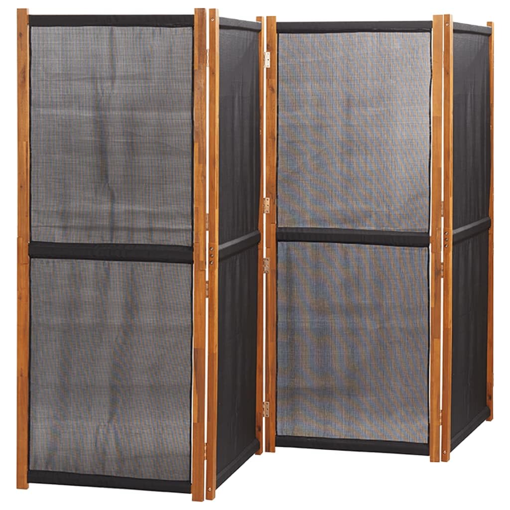 Paravent 4 pièces noir en bois d'acacia massif 280 x 180 cm, résistant aux intempéries, pliable, paravent extérieur, brise-vue, vestiaire multifonctionnel, mur espagnol