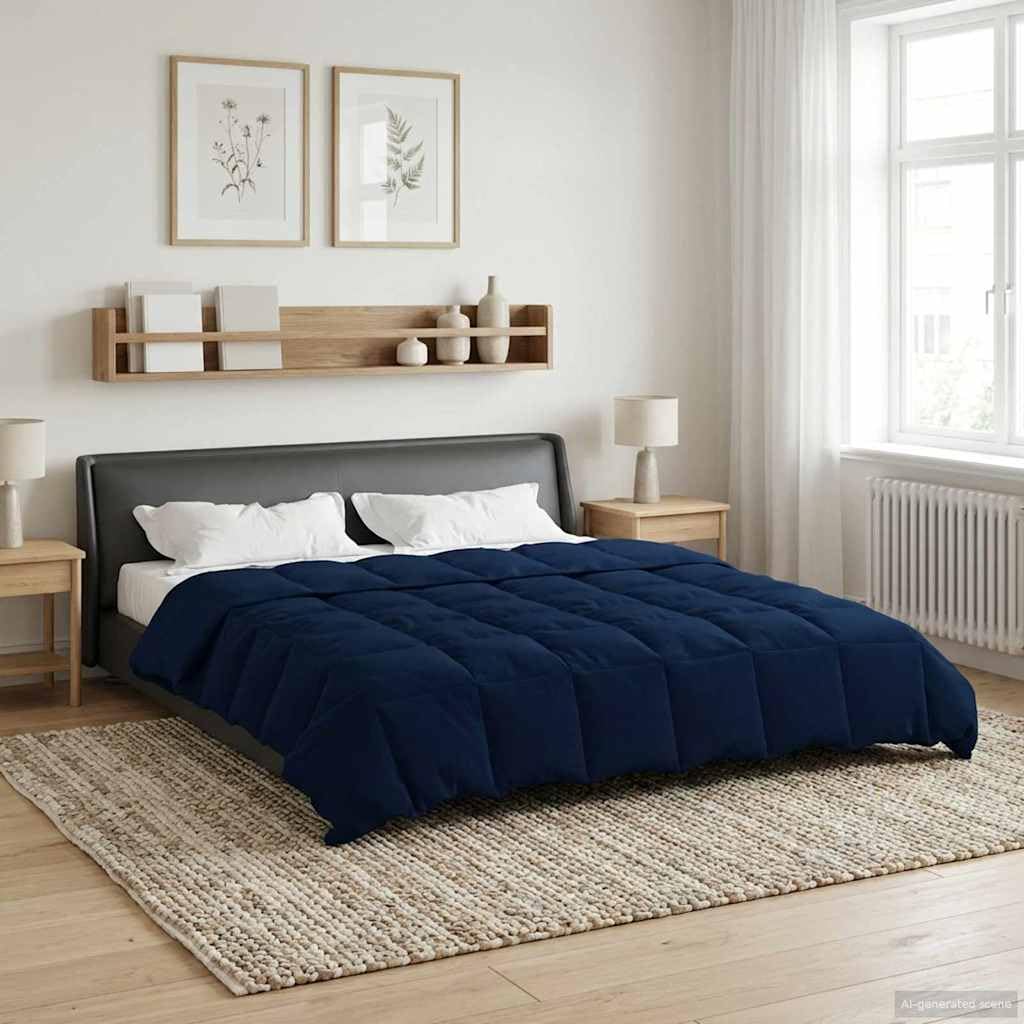 Colcha de verano acolchada azul oscuro, microfibra, 200 x 220 cm, 1 manta para dormitorio, transpirable para dormir caliente