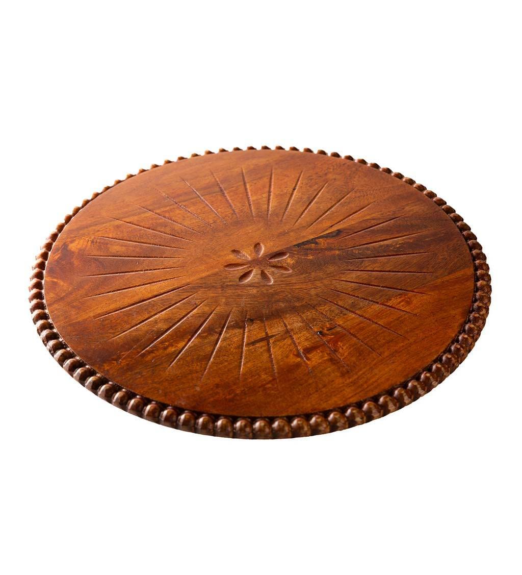 VivaTerra Mango Wood Lazy Susan, 16" Dia. x 2.5" H, Designed to Bring Style and Order to Your Countertops or Pantry, Artisan-Made Kitchen Accessory