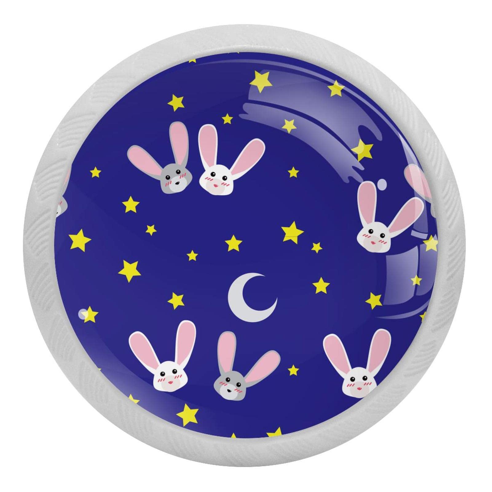 Boutons de placard lapin blancs fluorescents pour une chambre d'enfant magique x4