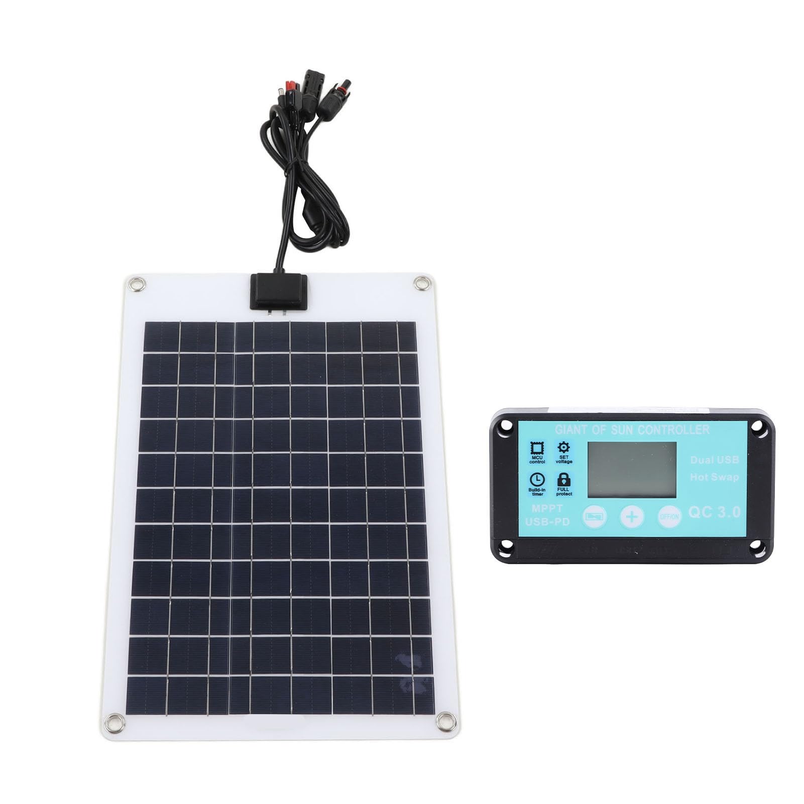 Pannelli solari a batteria da 50 pannelli con controller MPPT 100A, struttura per batteria da 12 V e apparecchiature di ricarica, peso ABS l per auto, barche, ATV