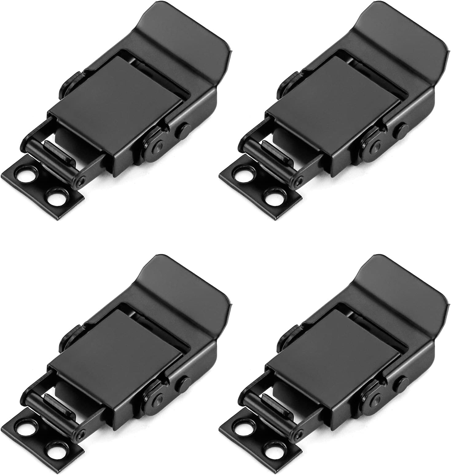 QWORK® 4 Pack Spring Loaded Toggle Latch, Stainless Steel Toggle Catch Clamp Clip Hasp Duck Billed Buckle for Cabinet Box Case, Black