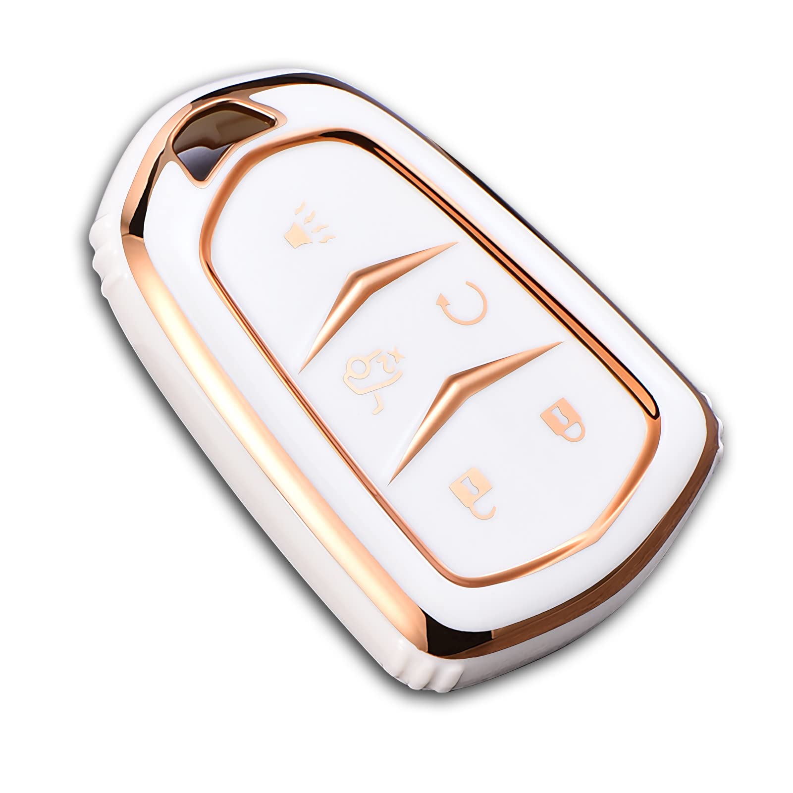 for Cadillac Key Fob Cover, Premium Soft TPU Full Protection Key Fob Case for Cadillac Escalade ATS CTS STS SRX XT5 CT6 Smart Key Cover,Ivory