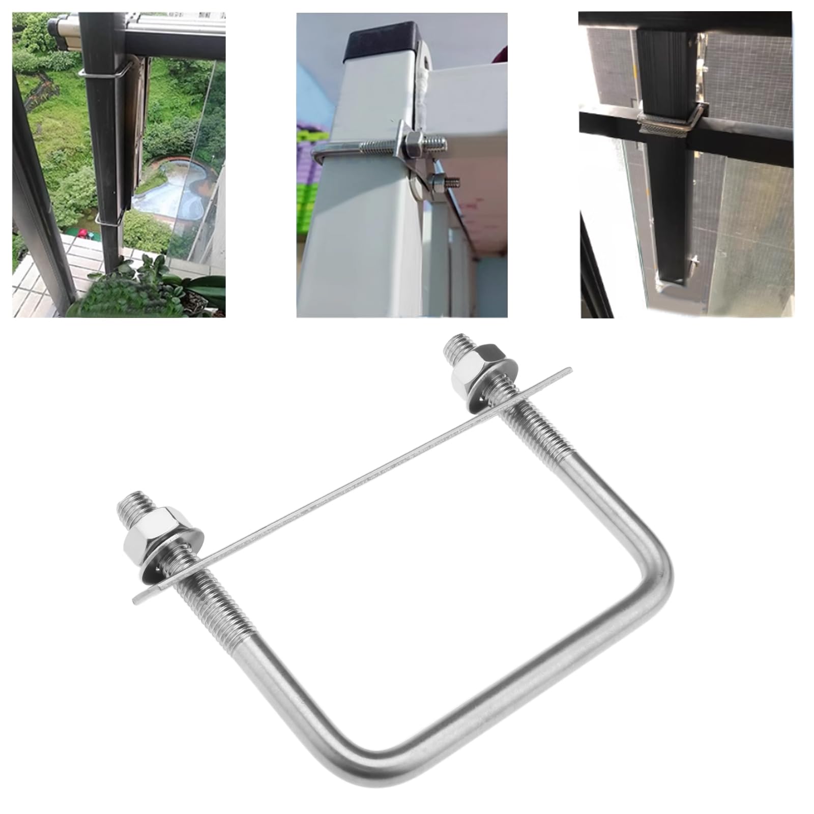 SG Store 2pcs Boulons en U Carrés M10 Filetage 100mm Largeur Intérieure 100mm Longueur Boulon de Aerrage en Forme de U en Acier Inoxydable 304 Écrous et Plaques pour Véhicules Pipelines Bâtiments