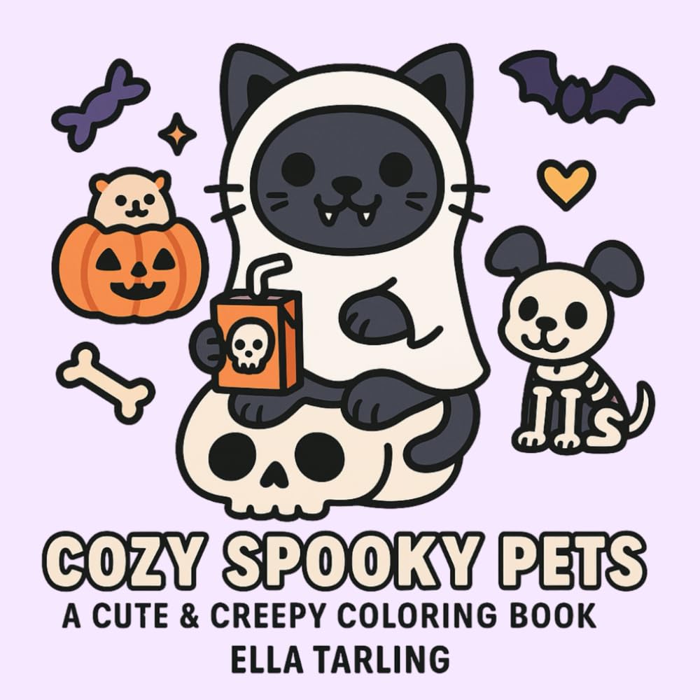 Cozy Spooky Pets: A Cute & Creepy Coloring Book for Kids & Adults - 40 Hygge-Inspired Bold & Easy Pages (Cozy Spooky Coloring Books)