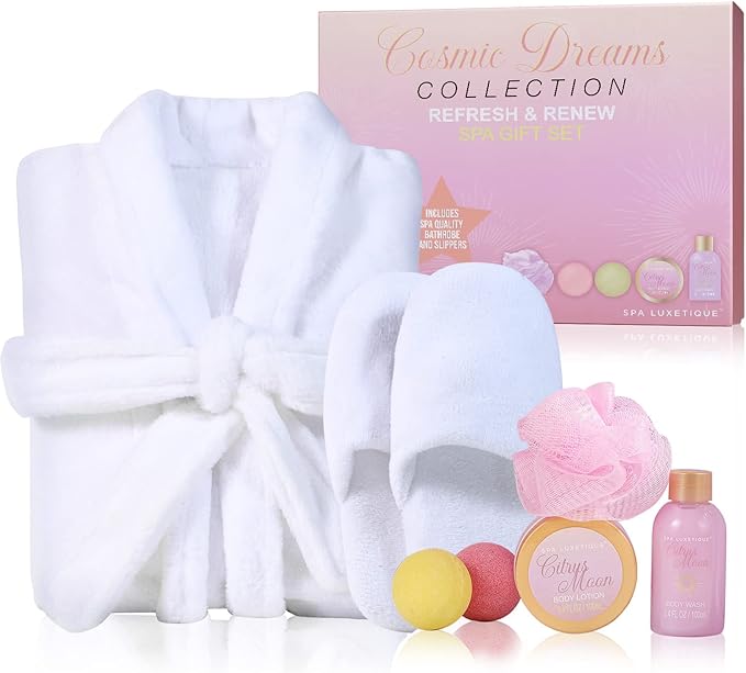 spa luxetique Spa Bathrobe and Slippers Gift Set Robe Gifts