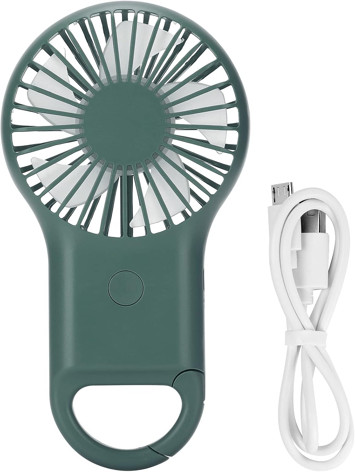 Handheld Fan Portable Fan Clip On USB Charging 3 Speed Adjustable Mini Colorful Light Built In Battery with Shackle Design for Outdoor Use (OD Green) image 2
