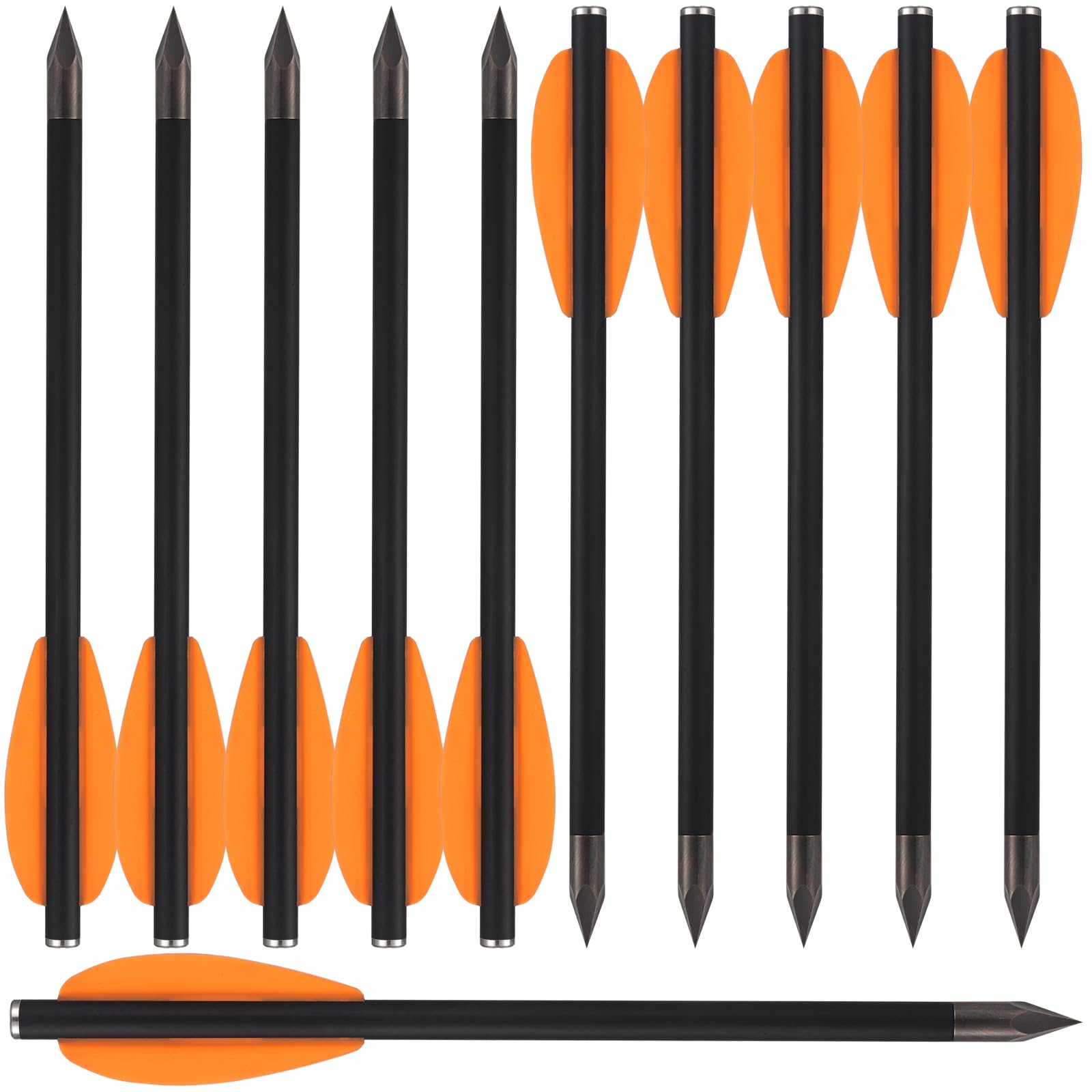 6,3" Heavy Pistol Crossbow Bolts Carbon Mini Crossbow Arrows Hunting Arrows with Sharp Steel Tips for 50-120lbs Mini Crossbow Pistol Archery Hunting Target Practice Small Hunting Game (12pcs Orange)
