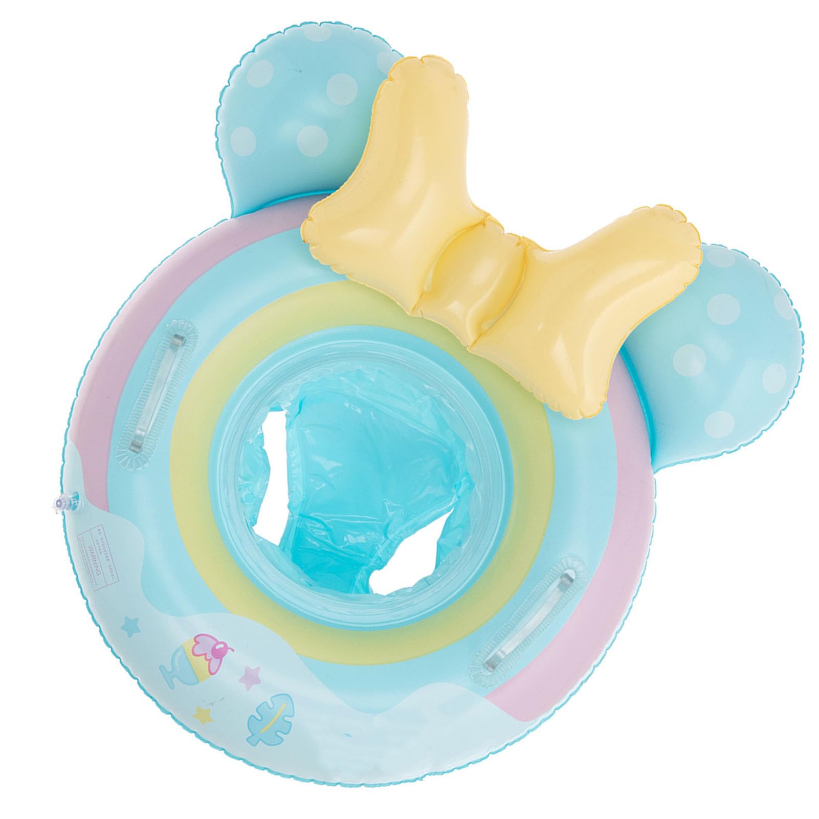 Fauitay Inflatable Baby Swimming Ring with Cartoon Design and Thickened PVC for Toddlers 1-5 Years Pool Bathtub Beach (Blue)
