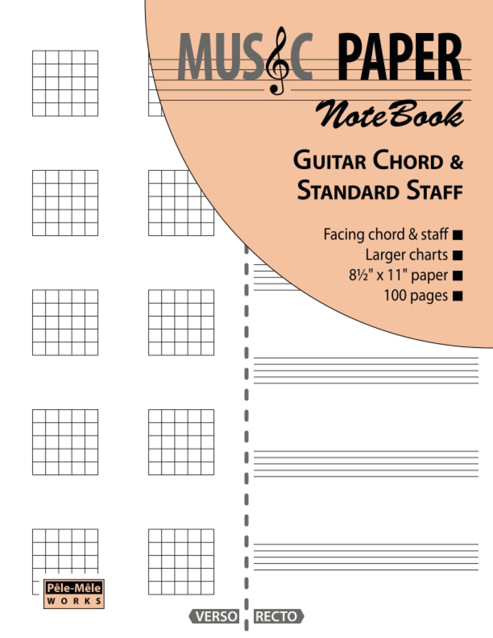 MUSIC PAPER NoteBook - Guitar Chord & Standard Staff
