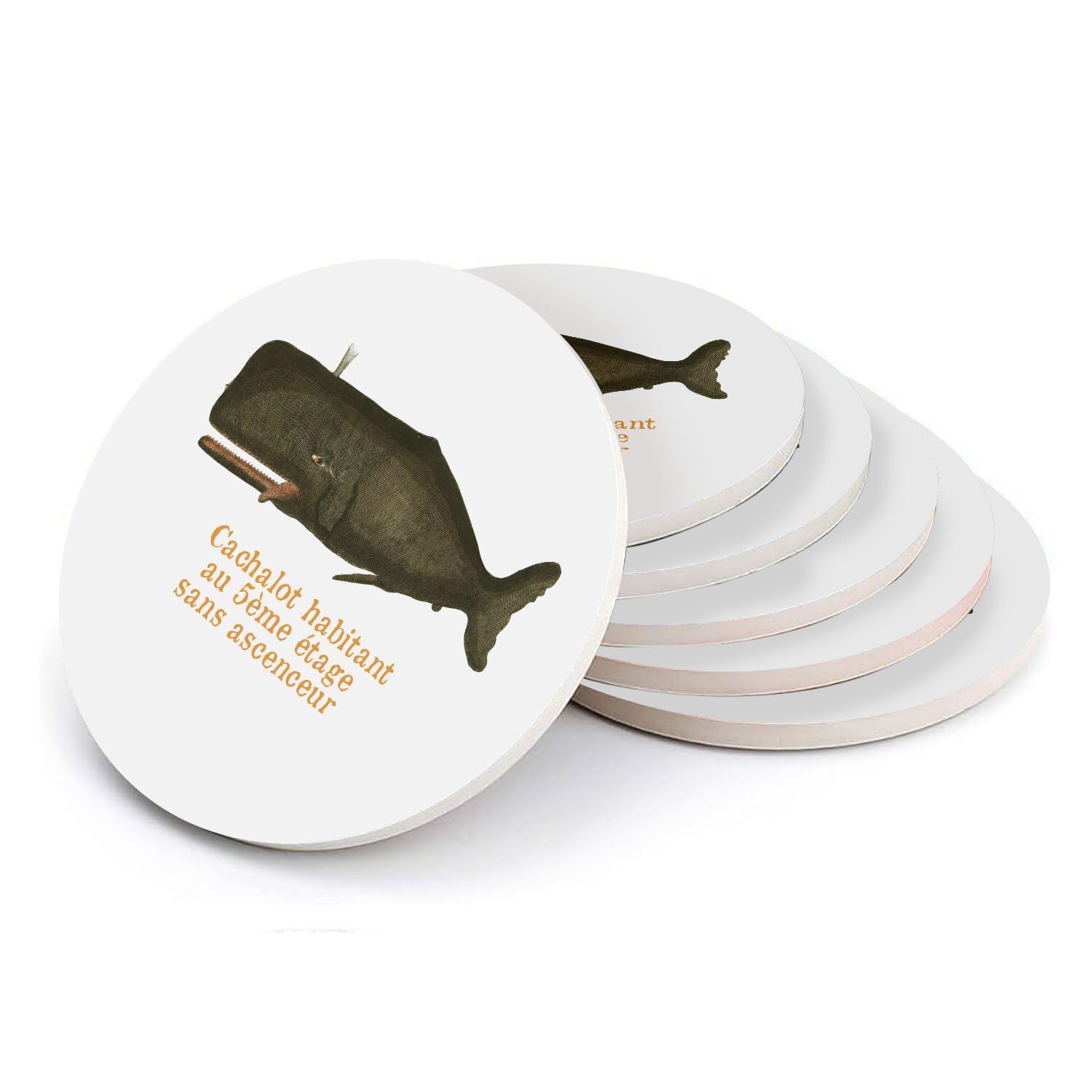 Sous-verres ronds en céramique Cachalot pour éviter les taches de table