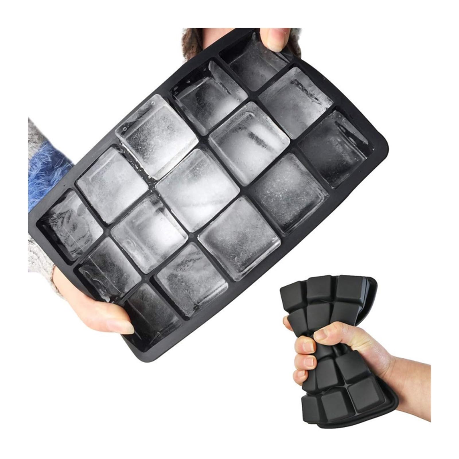 Vassoio per cubetti di Ghiaccio Stampo in Silicone Resistente a 15 Griglie Vassoio Quadrato Grande Creatore di stampi Bar Pub Wine Ice Blocks Maker (Color : Blue with Lid)