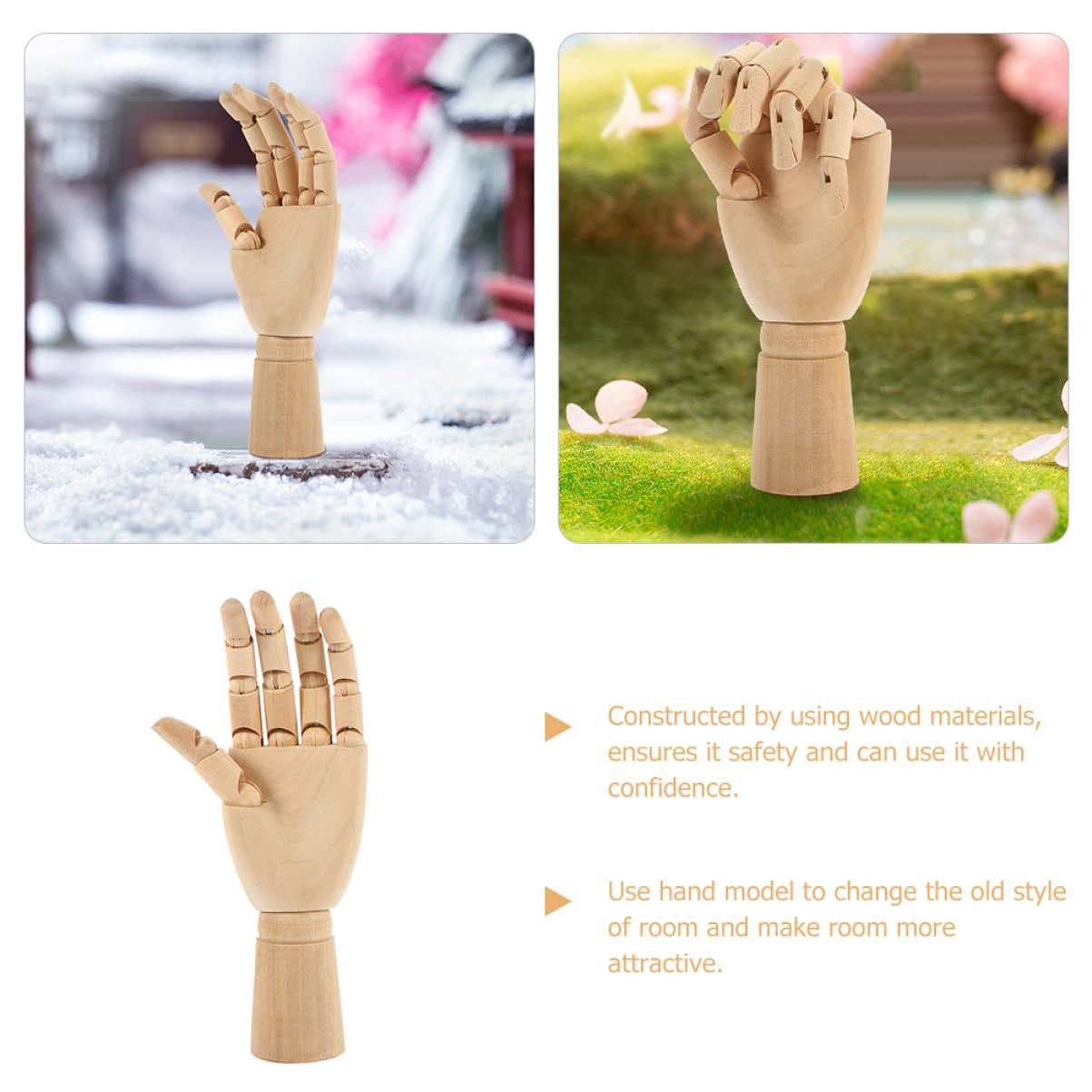 Amosfun 2St Kunst Holzmann bewegliches Gelenk Hand Holzmann Ornamente Handmodell Marionette Mann Marionette holzpuppe Holzhandmodell Roboterarm Schaufensterpuppe zeichnen