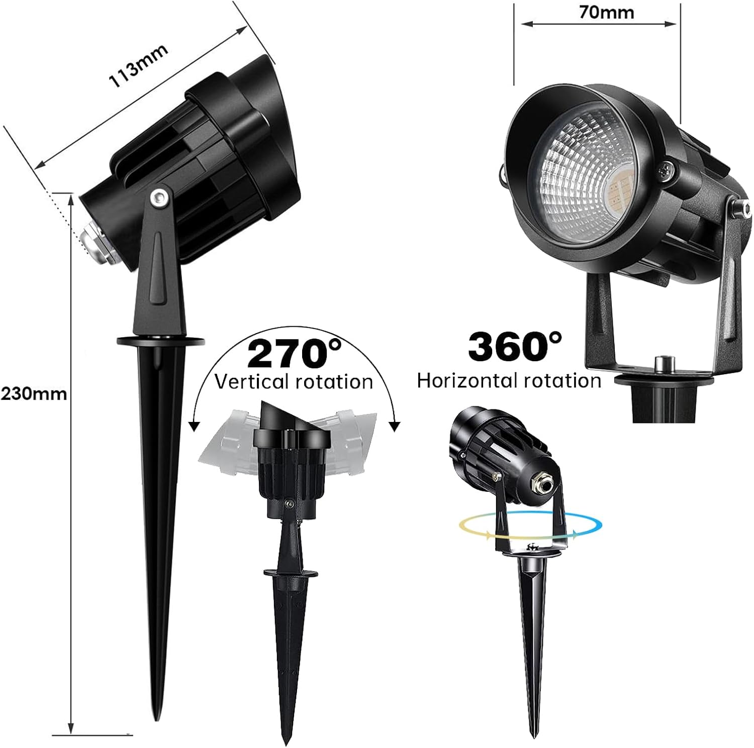 LED Low Voltage Landscape Lighting with Connectors RGB Landscape Spotlight Color Changing Remote Control Waterproof Spot Lights Garden Patio Decorative Lamp Outdoor 9W 12V AC DC 8 Pack