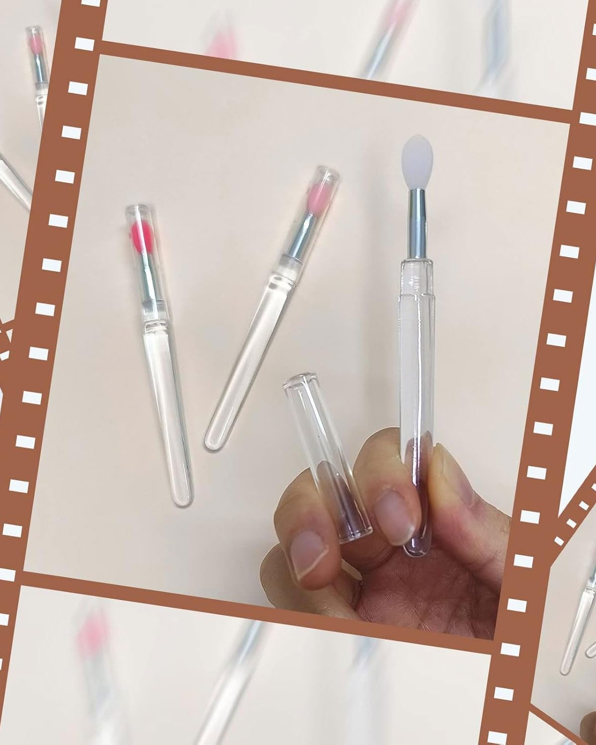 8 brochas aplicadoras de lápiz labial de silicona con tapas para brochas de maquillaje, aplicador de bálsamo labial, kits de herramientas de belleza para pintalabios,bálsamo labial