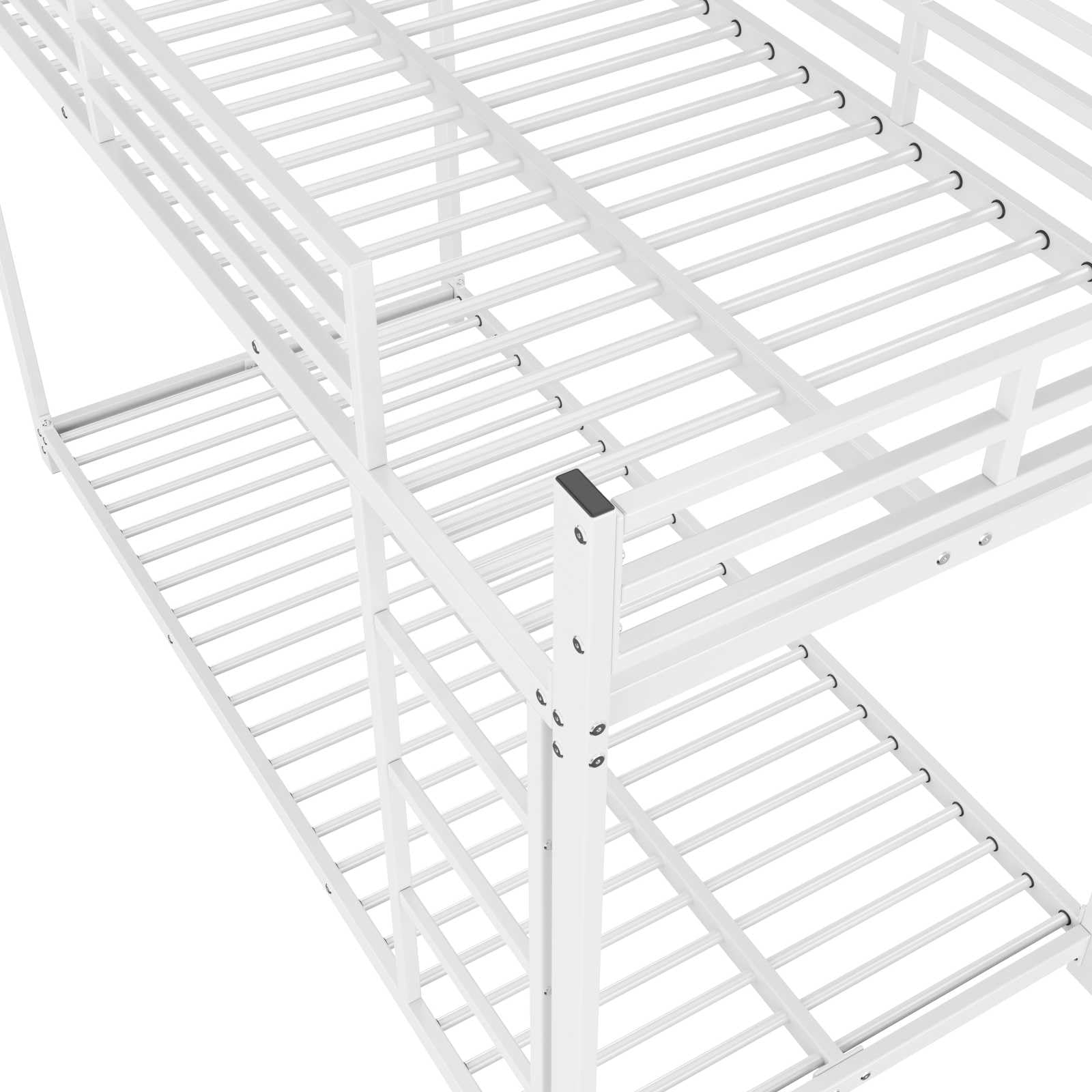 YEHTOKHOME Lit superposé Moderne avec échelle et Garde-Corps, Multifonctionnel lit en métal(sans Matelas) (Blanc, 90x200cm)
