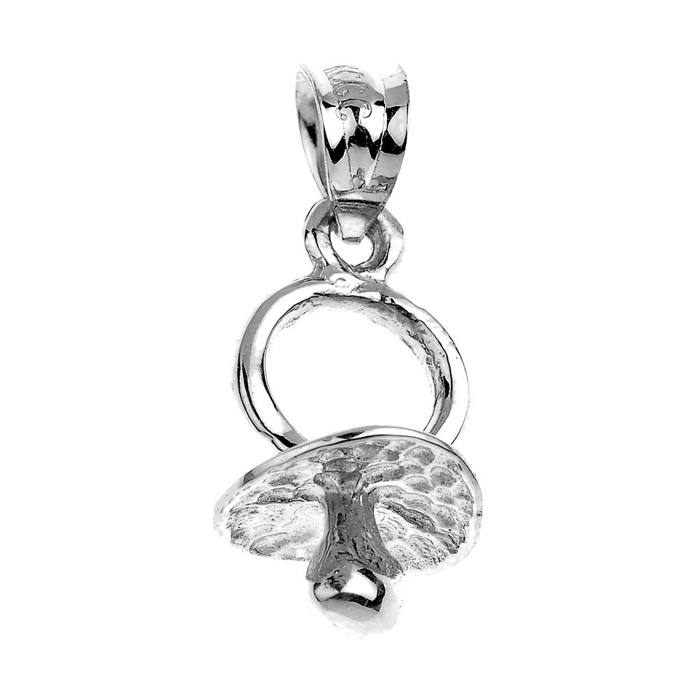 14k White Gold Pacifier Charm Pendant For Pregnant Moms