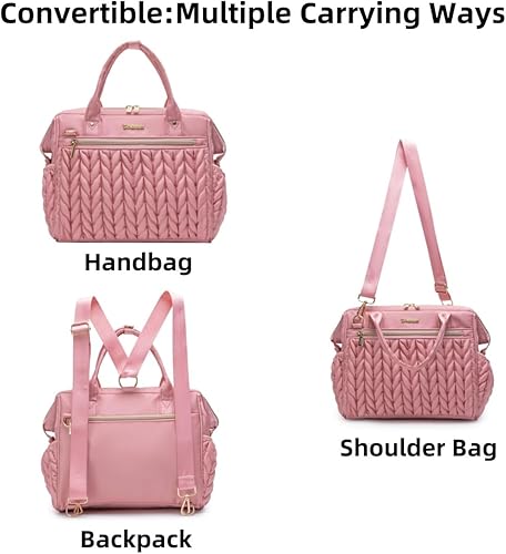 Miniatura 4 de Bolsa de pañales pequeña cruzada, bolsa de bebé pequeña, mochila convertible para mujer (rosa 1)