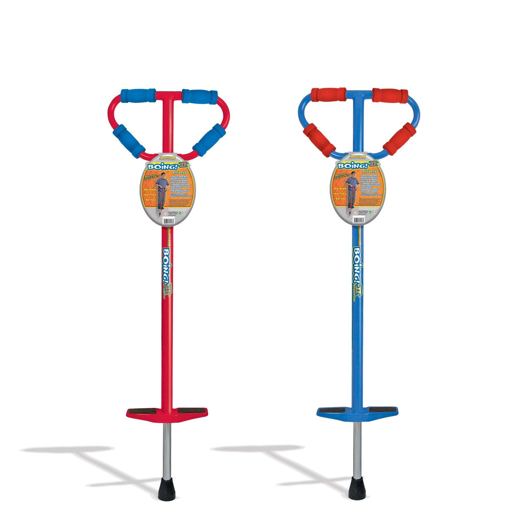 Geospace Set of 2 Large Jumparoo Boing! Pogo Sticks - One Red & One Blue (90-160 Lbs.)
