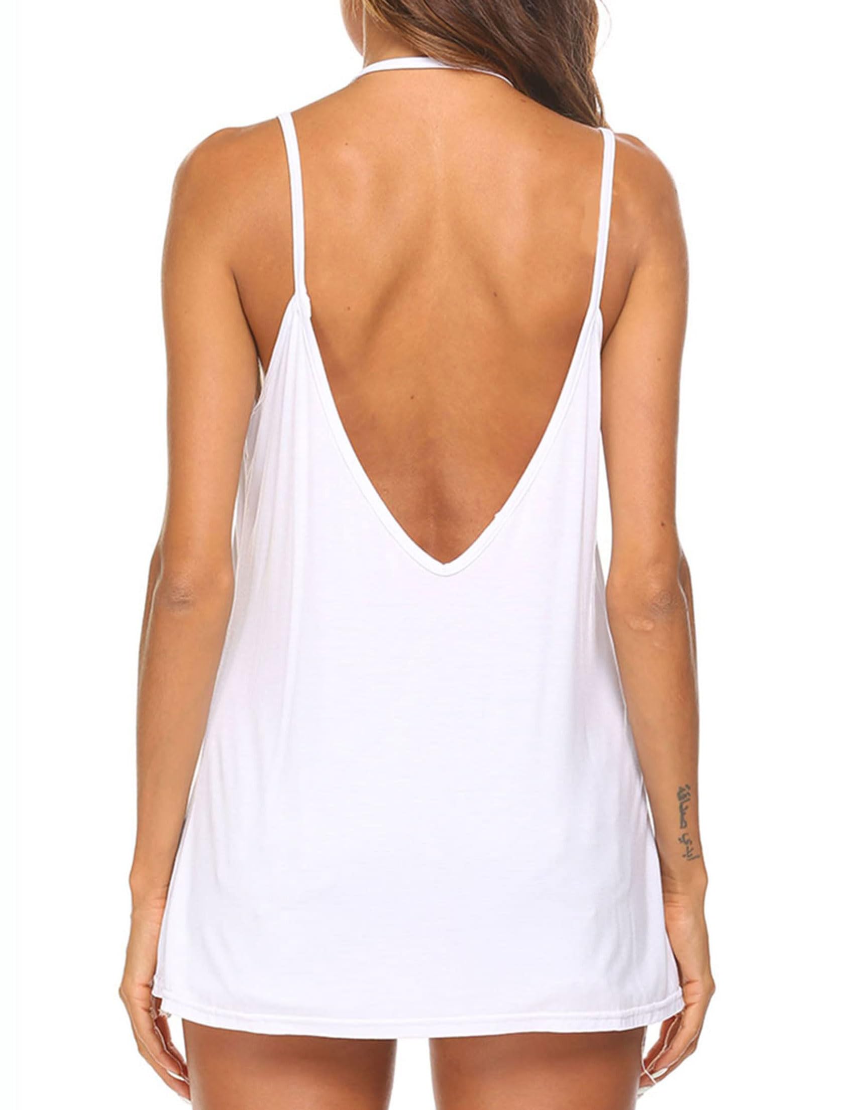 Tobrief Camiseta sin mangas sexy con cuello en V y tirantes delgados para mujer