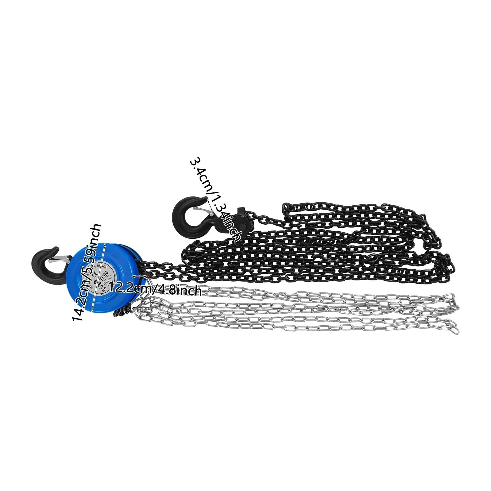 Seilwinde Elektrisch Handkettenzug 2T Manuell 3m 20Mn2 Q235 Stahl für Fabrikbauernhof Garage Lager Baustelle Heben(Blue)