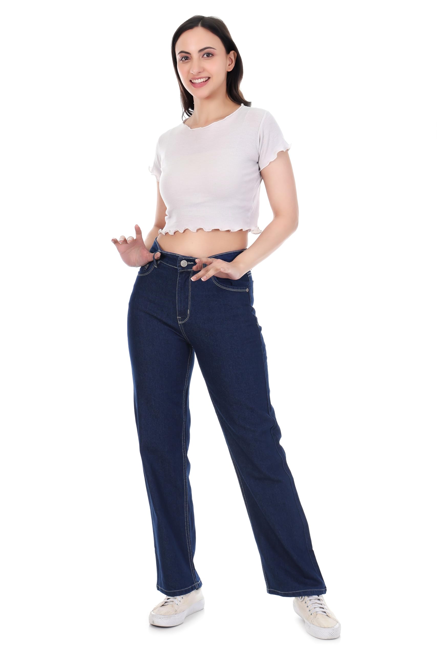 true one raw Women’s High Waist Baggy Cotton Jeans | Wide Leg Relaxed Fit Denim Pants | Casual Street Style Full Length-picture-25