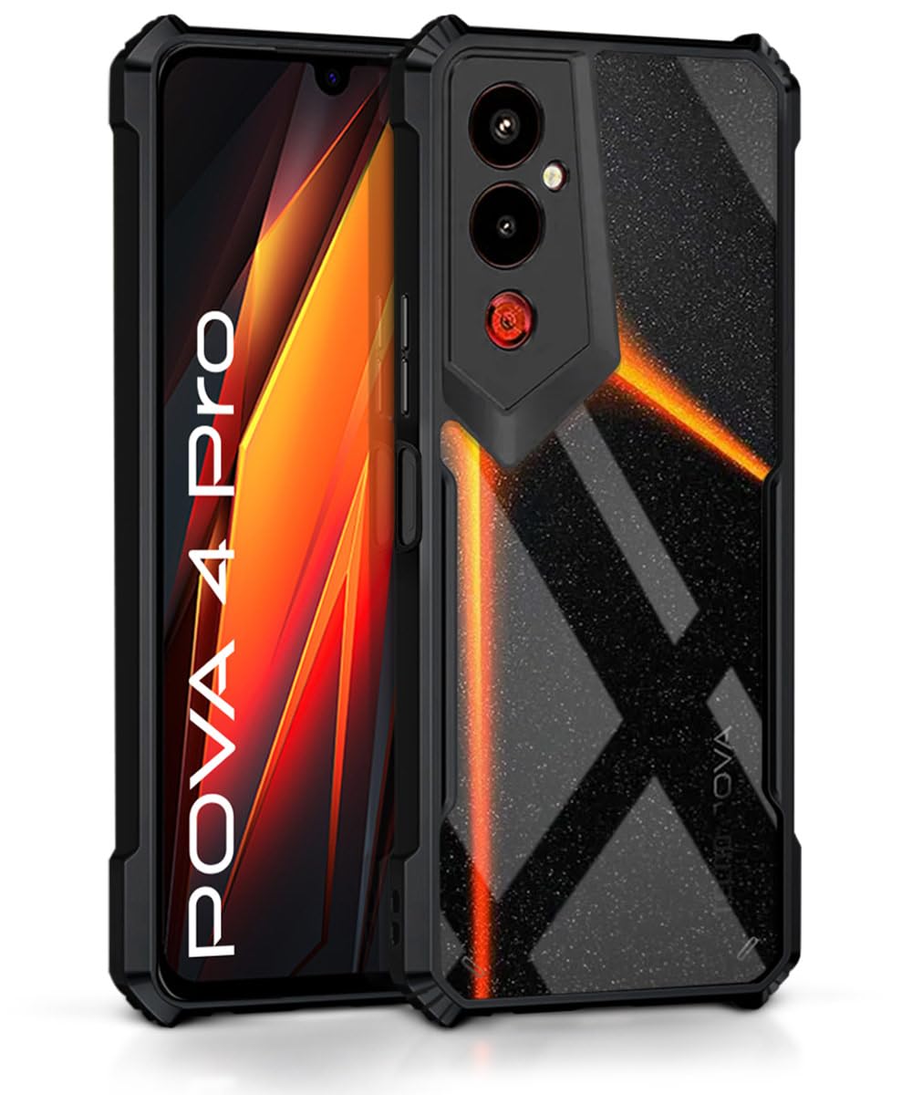 WOW IMAGINE Shock Proof Clear Protective Back Case for Tecno Pova 4 Pro - AirEDGE Technology | 360 Degree Camera Protection | Transparent Hybrid Back Case Mobile Cover - Black (B0CN2RT3TV) Amazon Price History, Amazon Price Tracker
