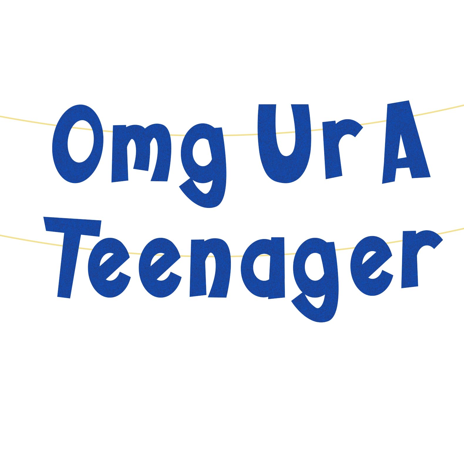 Omg Ur A Teenager Banner,Pre-Strung Glitter Blue 13th Birthday Banner,Funny 13th Birthday Party Decorations for Teen Boys Girls Official Teenager,