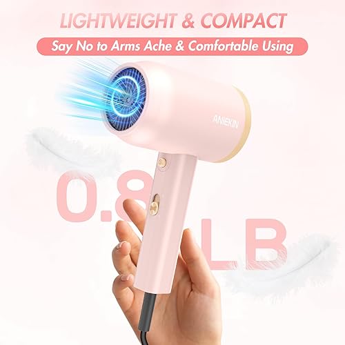 Miniatura 6 de ANIEKIN Secador de pelo, secador de pelo de secado rápido de 1875 vatios con difusor y concentrador, secador de pelo compacto y ligero para mujeres