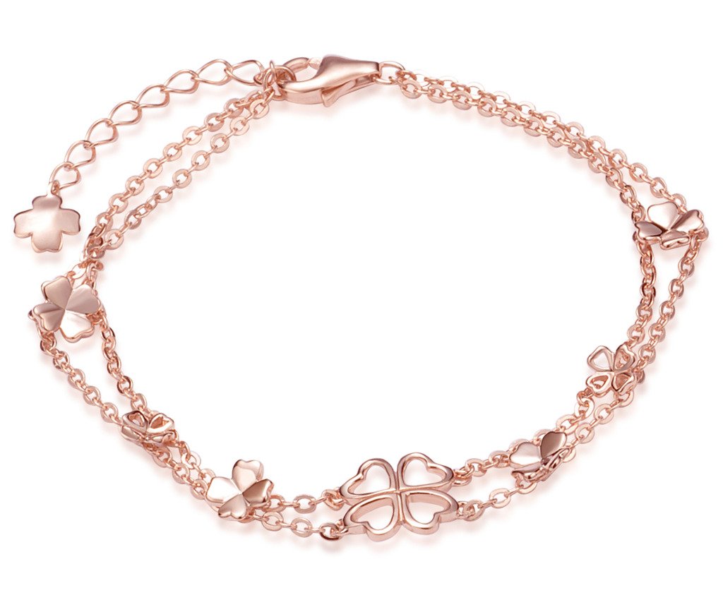 Yumilok Rose Gold 925 Sterling Silver Cubic Zirconia Clover Leaf