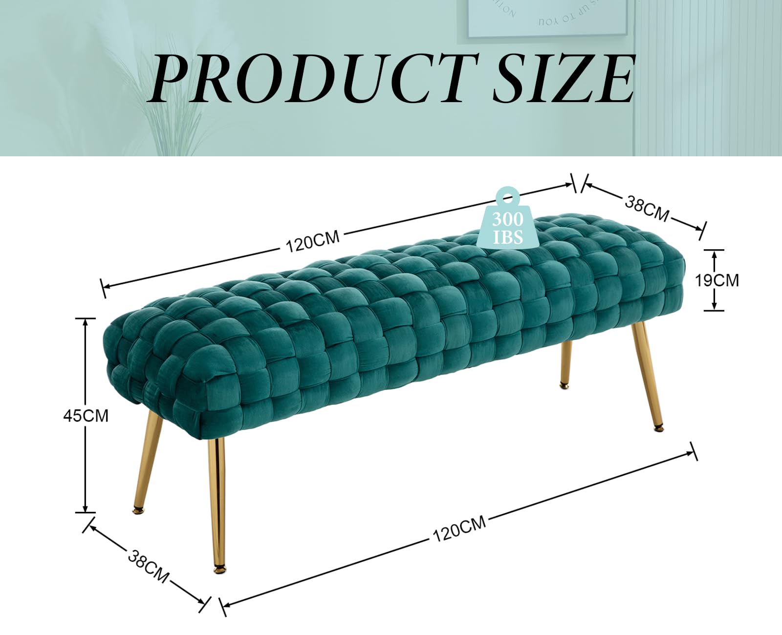 DAYALANE Sitzbank Mit Blumenmuster - Polsterbank 106cm Mit Holzbeinen Khaki