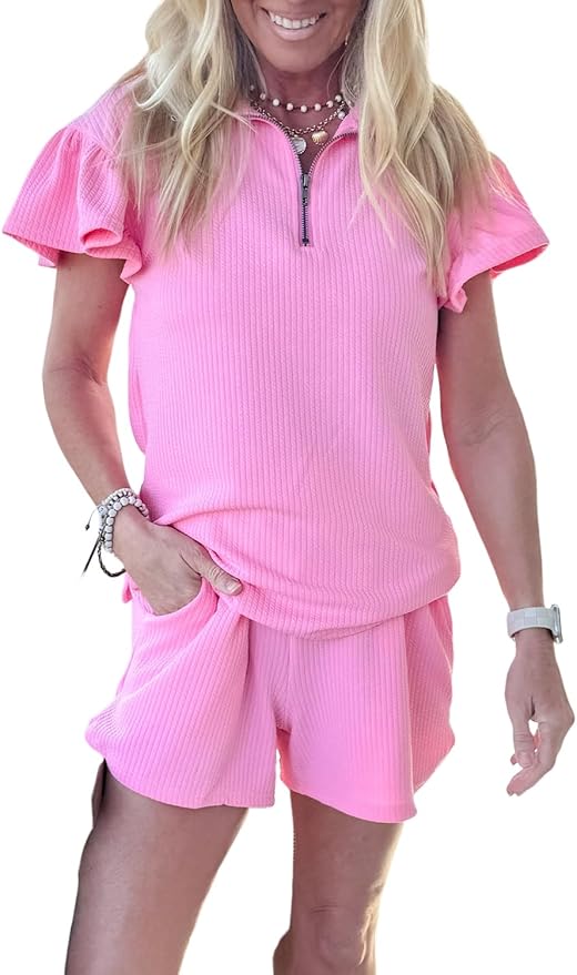 n【新品未開封】Alison frill tops pink Amazon.com: MARZXIN Women's Casual Solid Sets Pink Textured