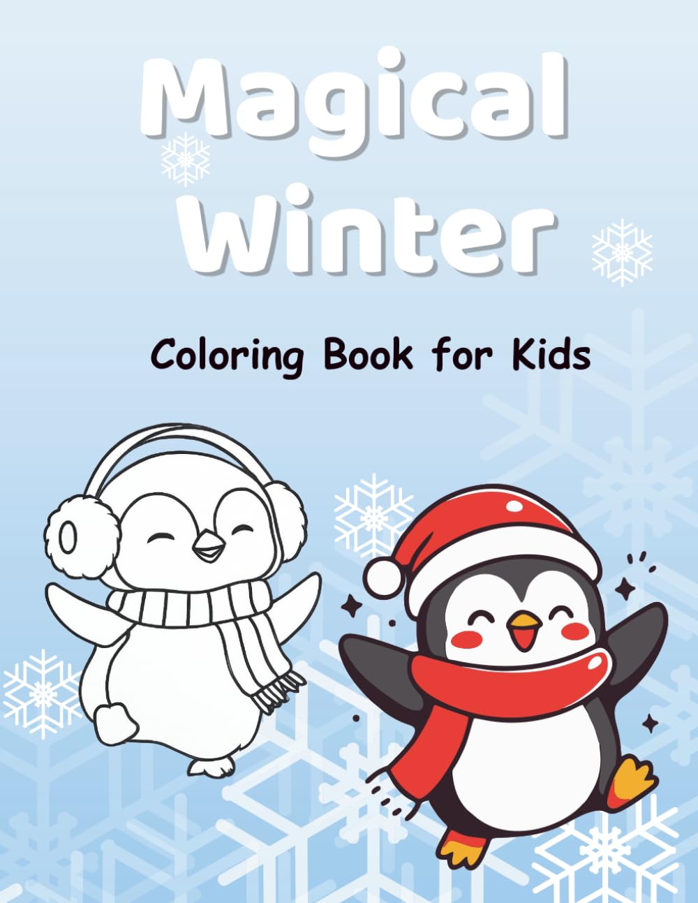 Magical Winter Coloring Book: Fun and Easy Kawaii winter coloring pages for kids ages 4-8