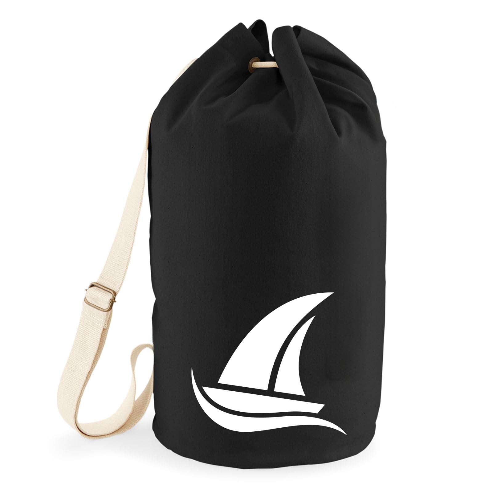 Huuraa Seesack Segeln Segelboot 20 Liter Black Baumwolle Rucksack Geschenkidee