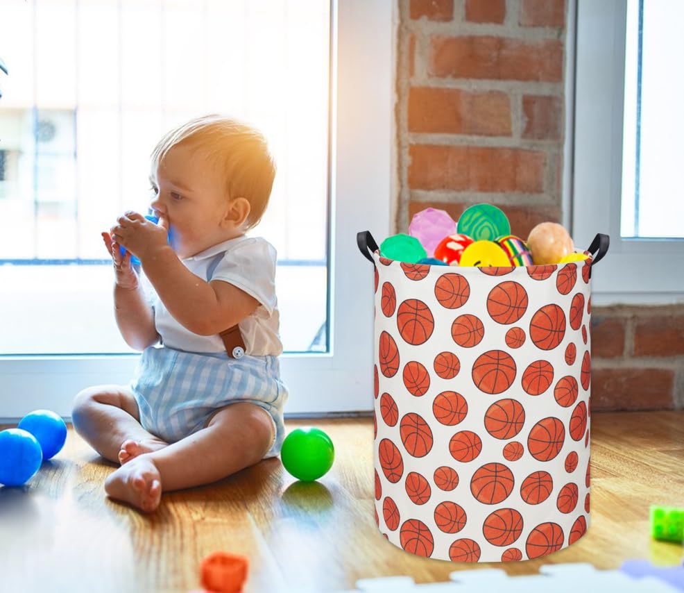 Image of Basketball Kids Laundry hamper Baby Hamper for Nursery Boy and Girl Hamper Cute Kids Toys Storage Bin Organizer Room Decor for Home(Basketball)