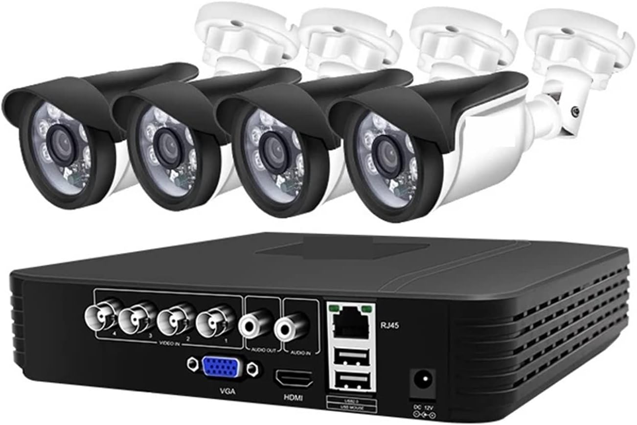 Cámaras De Seguridad 4CH CCTV HDMI DVR 4PCS 720P 1080P AHD Kit de cámara Sistema de seguridad for el hogar resistente a la intemperie for exteriores Kit de videovigilancia Lente HD Cámaras de vigilanc