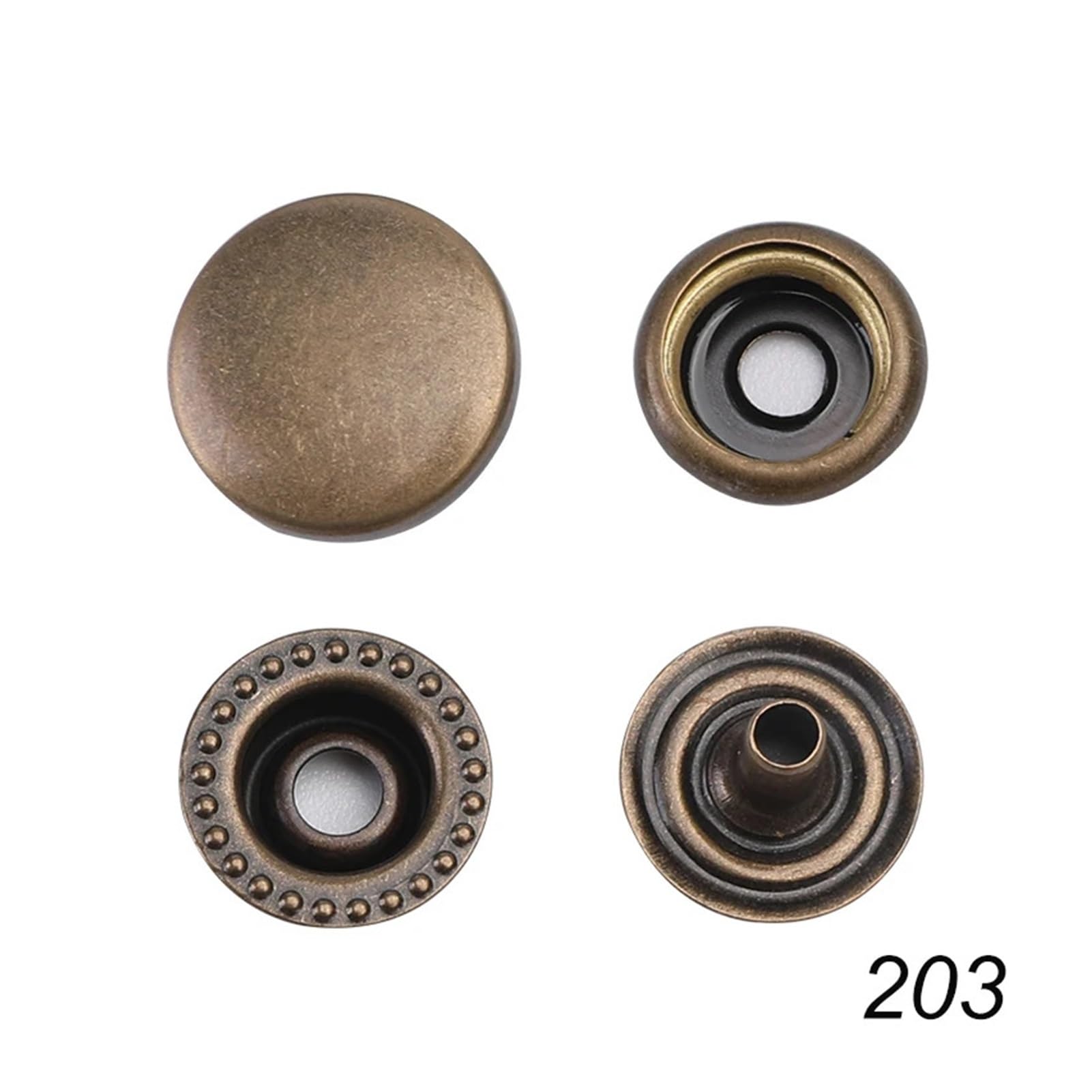 Kit de Sujetadores de Cuero a presión tamaño Inferior 9mm/10mm/12mm Botones de Metal broches de presión broches de Cuero for Ropa(Bronze 203)