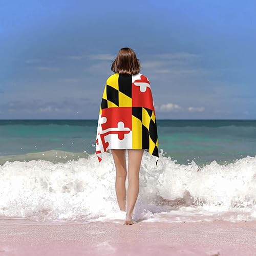 Miniatura 7 de Toalla de playa de microfibra con diseño de acuarela colorida con bandera de Maryland, toalla de baño de gran tamaño para hombres y mujeres, toalla