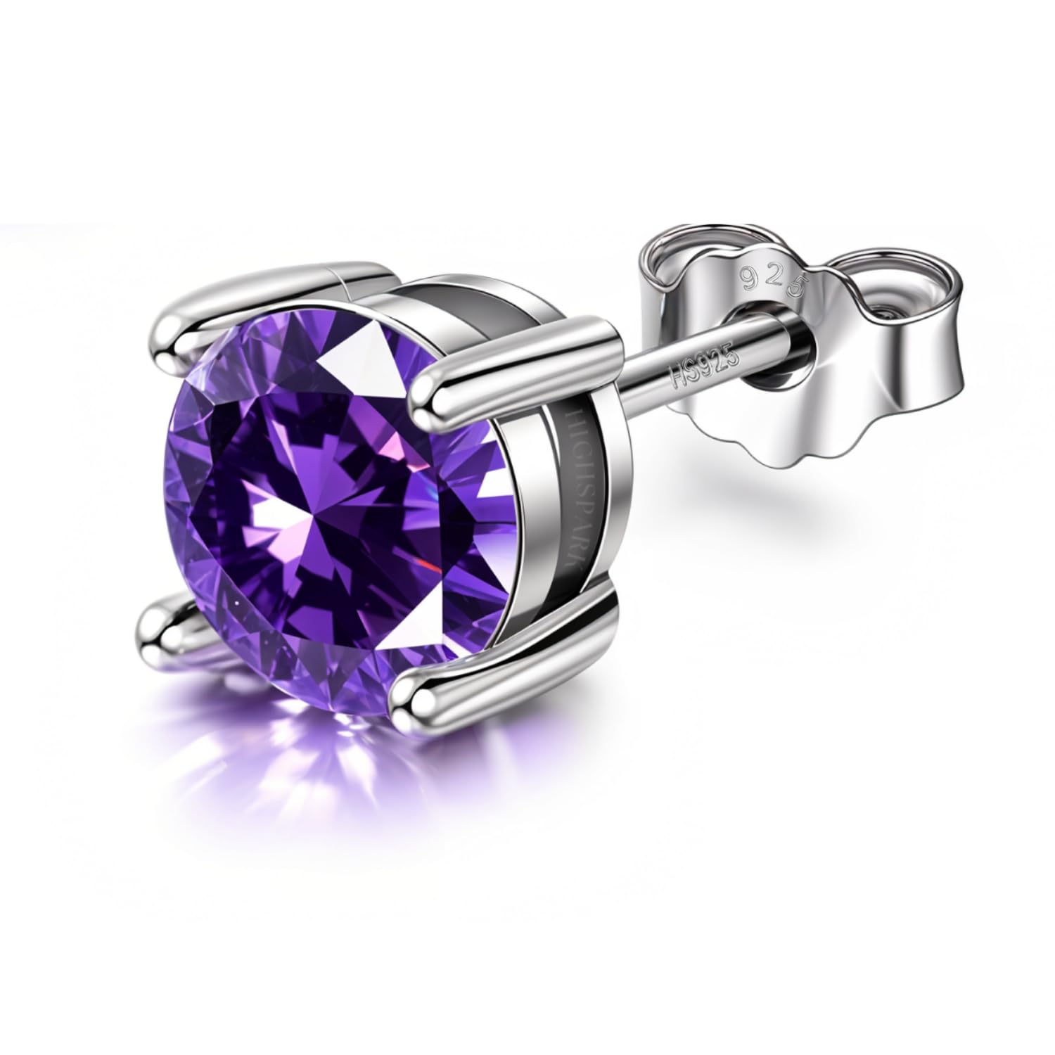 HIGHSPARK 925 Silver Mens Birthstone Solitaire Stud Earring | 92.5 Sterling Silver and Diamond like Brilliance Sparkling Zirconia | Single Stud for Men | Lovely Gift - Amethyst Feb (B0BNV7S541) Amazon Price History, Amazon Price Tracker